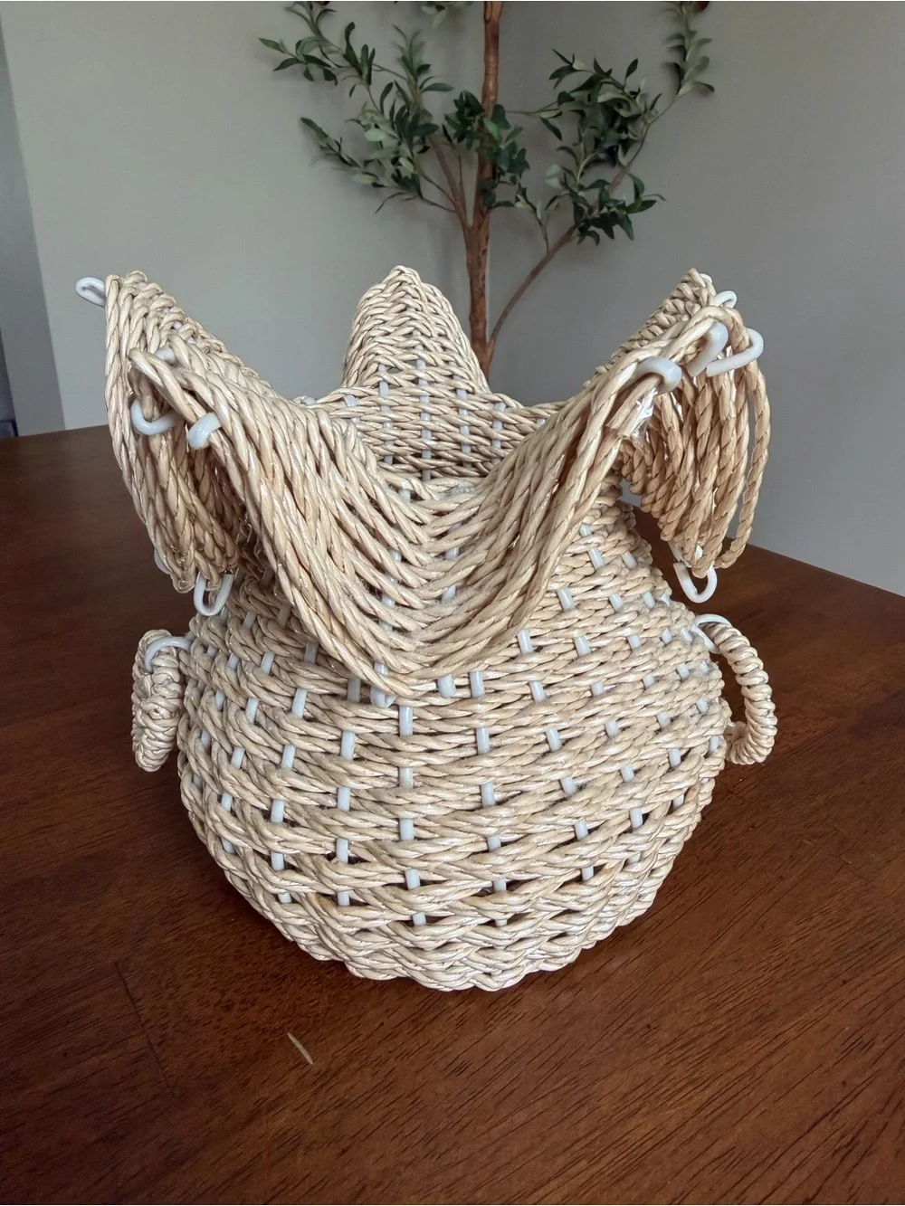 Handwoven Natural Straw Decorative Basket - Neutral